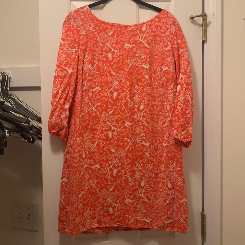 Orange Woodland Patterned Old Navy 3/4 Sleeve Dress